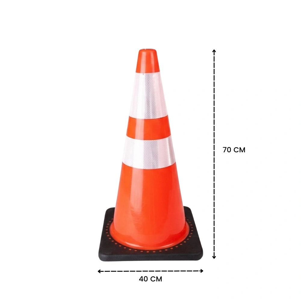 70CM orange PVC traffic cone with black base for traffic control