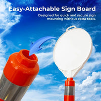 Easy-attachable sign board to delineator post