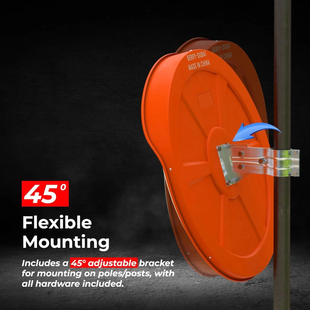80cm round convex mirror for enhanced parking safety and driveway monitoring