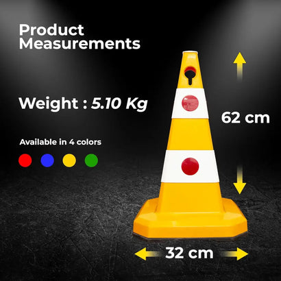 Evelux 62CM Yellow Reflective Traffic Cone