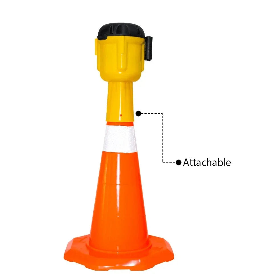 Traffic cone topper retractable tape 9 meter yellow for hazard marking