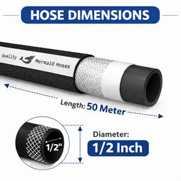 Air Hose 1/2 Inch 50M Black Reinforced PVC Medium Pressure