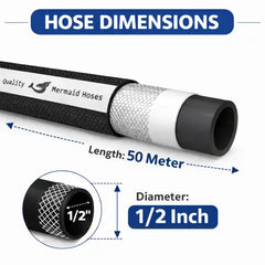 Air Hose 1/2 Inch 50M Black Reinforced PVC Medium Pressure