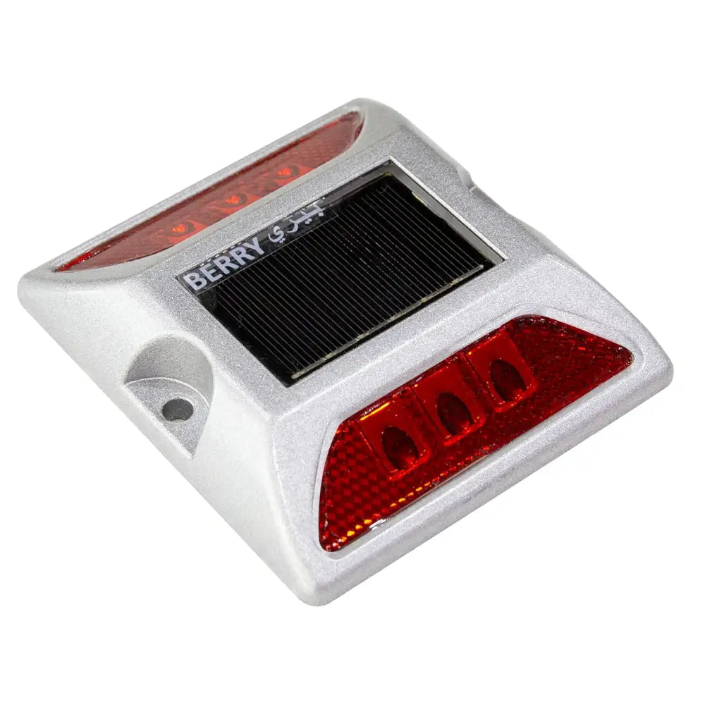 Aluminum solar LED blinking road stud light in red for traffic safety and lane marking