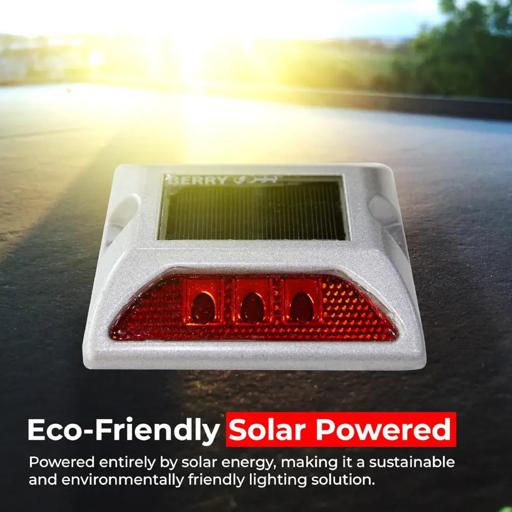 Aluminum solar LED blinking road stud light in red for traffic safety and lane marking