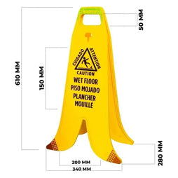 Banana Wet Floor Warning Sign Yellow Folding Safety Board