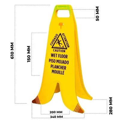 Banana Wet Floor Warning Sign Yellow Folding Safety Board
