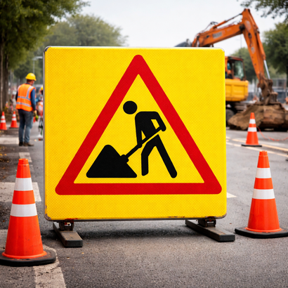 Work Zone LED Sign Men At Work 60x60 cm