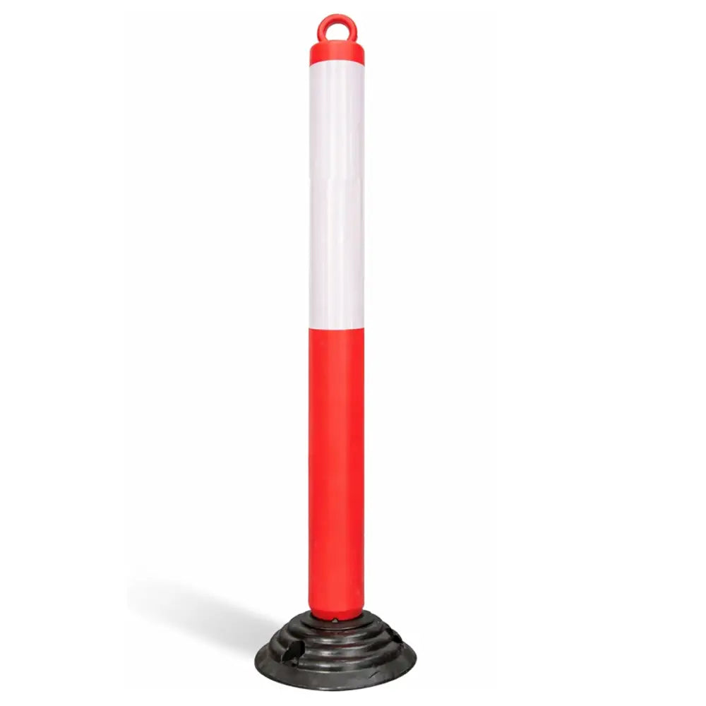 Red and white traffic safety pole
