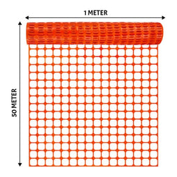 Orange safety fence mesh 50M x 1M for crowd and hazard control