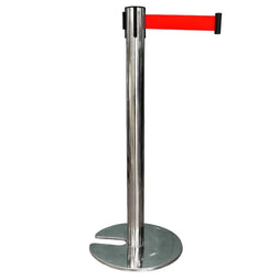 Queue Barrier SS with Metal Base U Shape with 2M Red Belt