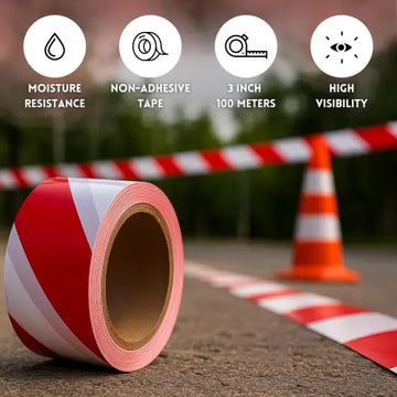 Red White Barrier Tape 100M Non Adhesive Warning Tape
