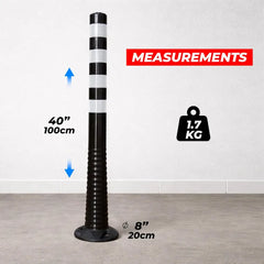 Reflective Flexible PU Delineator Post Black - 100CM
