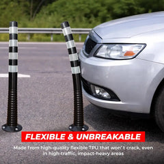 Reflective Flexible PU Delineator Post Black - 100CM
