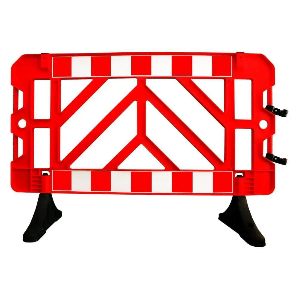 Red and white construction barrier 