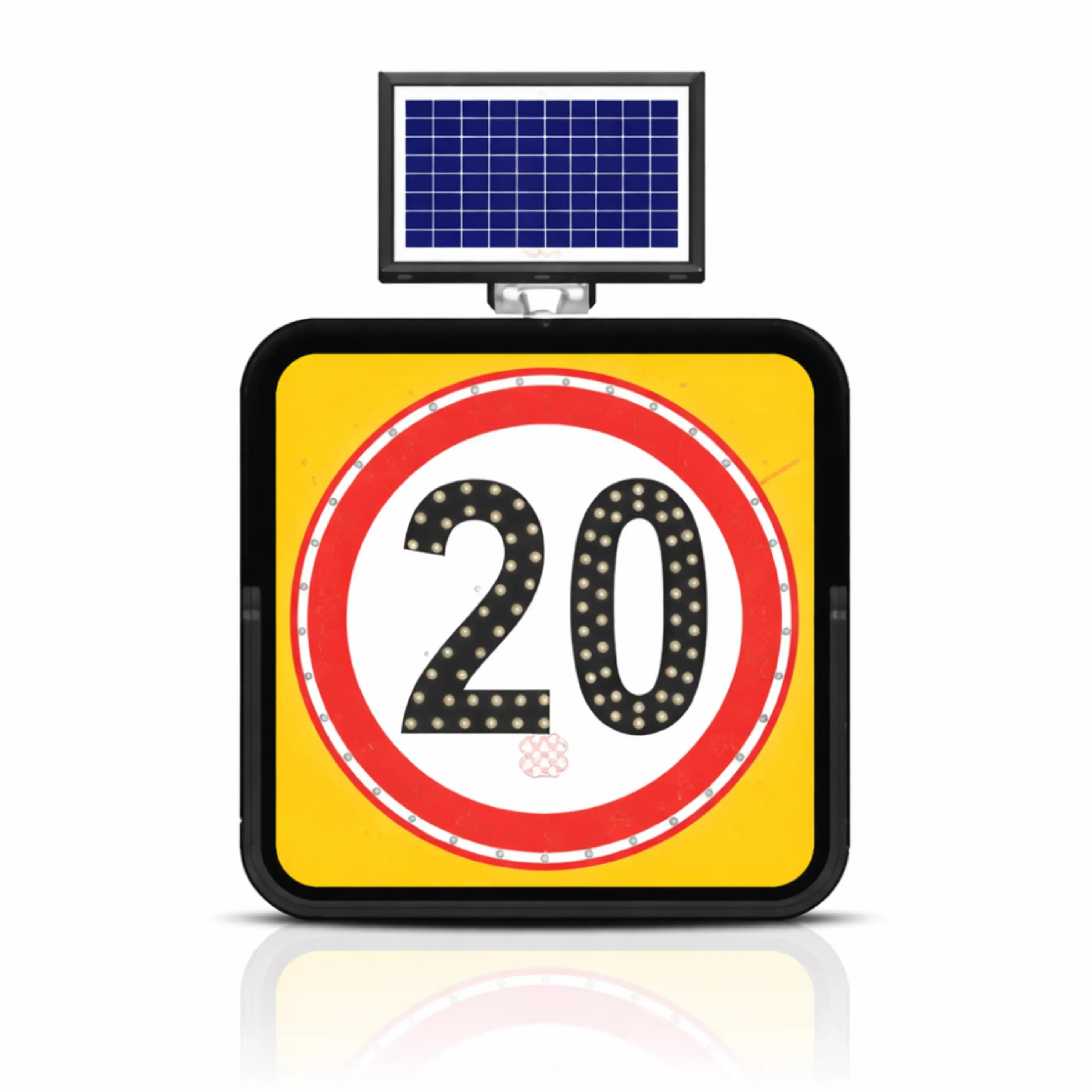 Solar LED Speed Limit 20KM Traffic Sign 60CM Road Safety