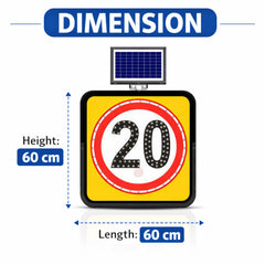 Solar LED Speed Limit 20KM Traffic Sign 60CM Road Safety