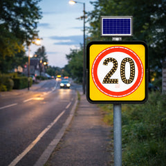 Solar LED Speed Limit 20KM Traffic Sign 60CM Road Safety