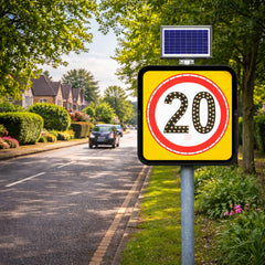 Solar LED Speed Limit 20KM Traffic Sign 60CM Road Safety