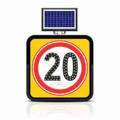 Solar LED Speed Limit 20KM Traffic Sign 60CM Road Safety