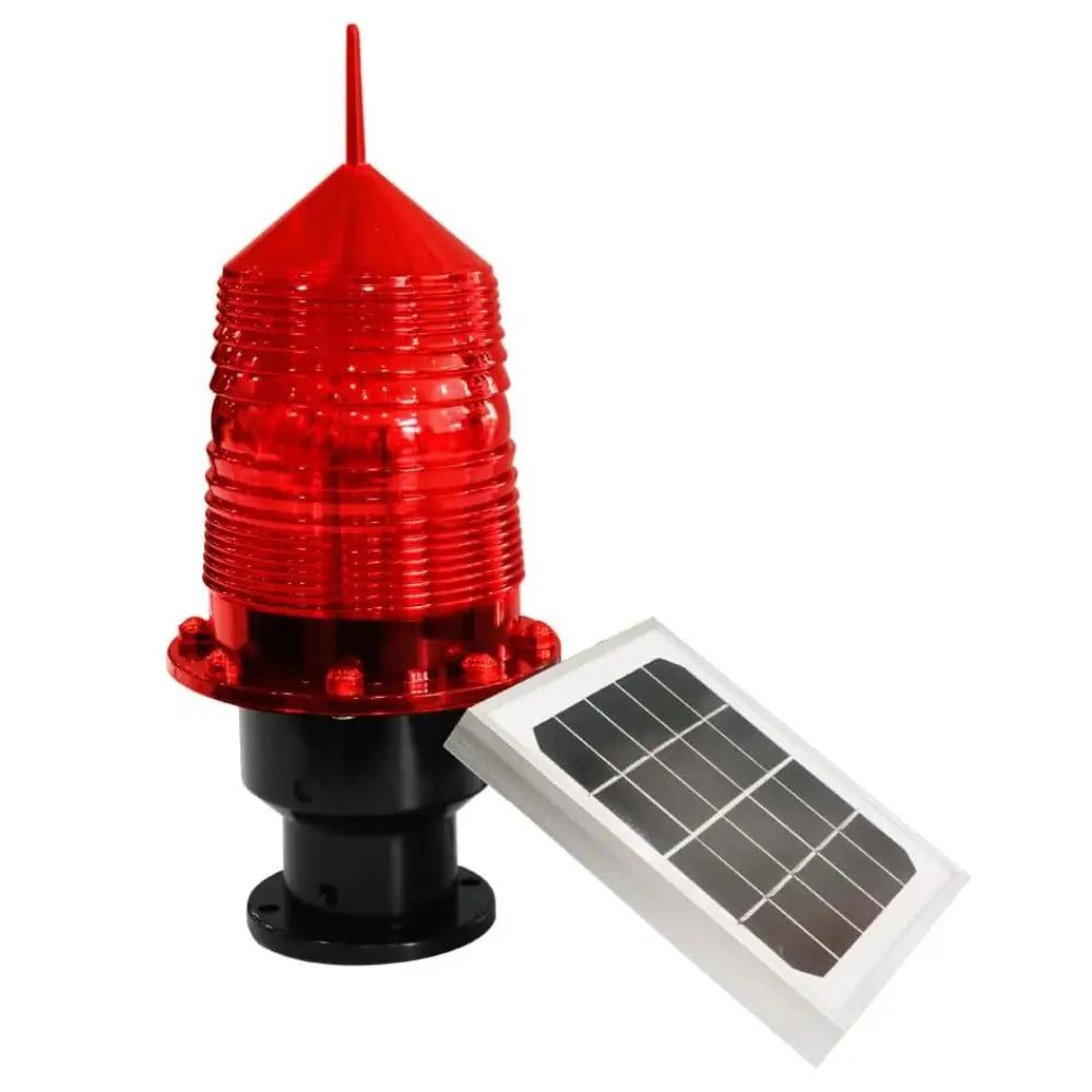Red warning light with solar panel 