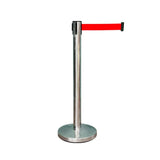 Stainless Steel Queue Barrier with 2 Meter Red Retractable Belt