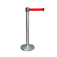 Stainless Steel Queue Barrier with 2 Meter Red Retractable Belt