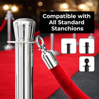 Red velvet crowd control rope 1.5 meters for stanchions at events theaters or exhibitions