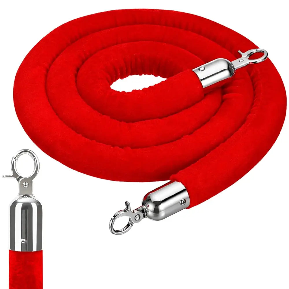 Red velvet crowd control rope 1.5 meters for stanchions at events theaters or exhibitions