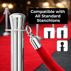 Red velvet crowd control rope, 1.5 meters, for stanchions at events, theaters, or exhibitions