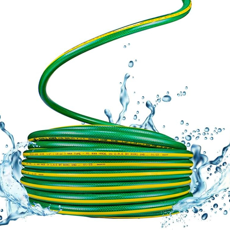 Berry 1 inch reinforced garden water hose, 50 meters long, green for irrigation and outdoor watering