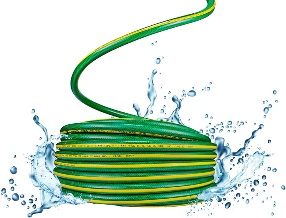 Berry 1 inch reinforced garden water hose, 50 meters long, green for irrigation and outdoor watering