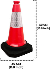 Berry PVC traffic cone 50CM red with black base for parking and road use