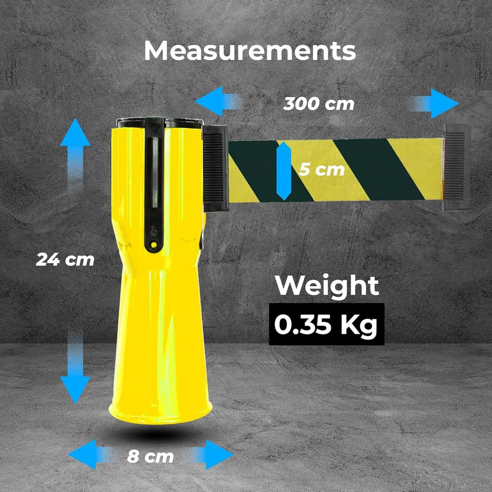 3 meter yellow retractable traffic cone barrier tape for safety and area restriction
