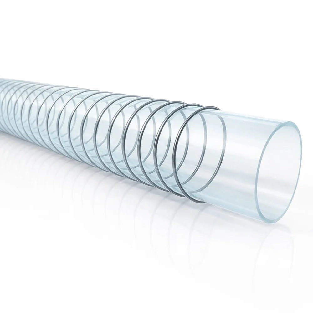 Clear plastic hose on a white background