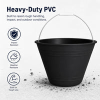 Black 8 liter PVC utility bucket set of 12 for cleaning and general purpose use
