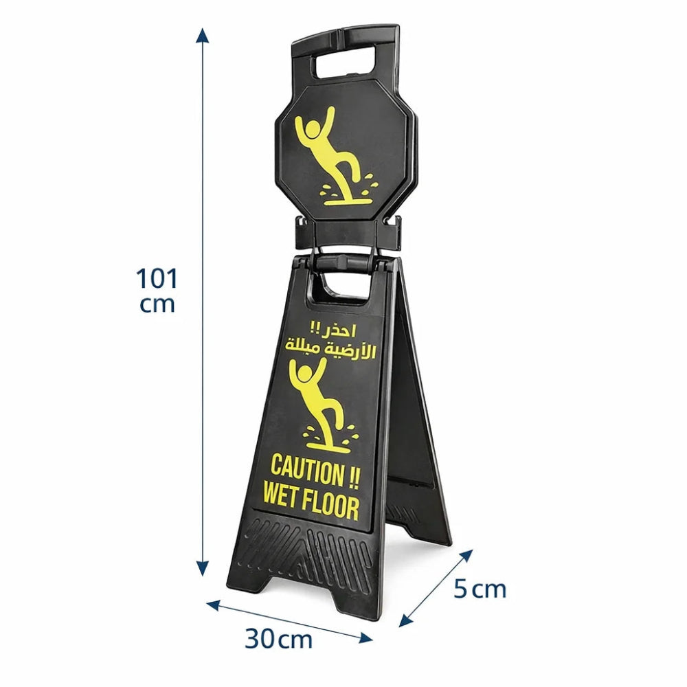 black caution wet floor