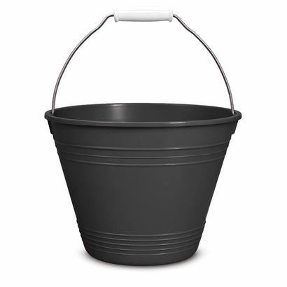 Black PVC bucket 8L pack of 12 for cleaning and utility use