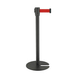 Black Queue Barrier with 2m Red Retractable Belt and U Base