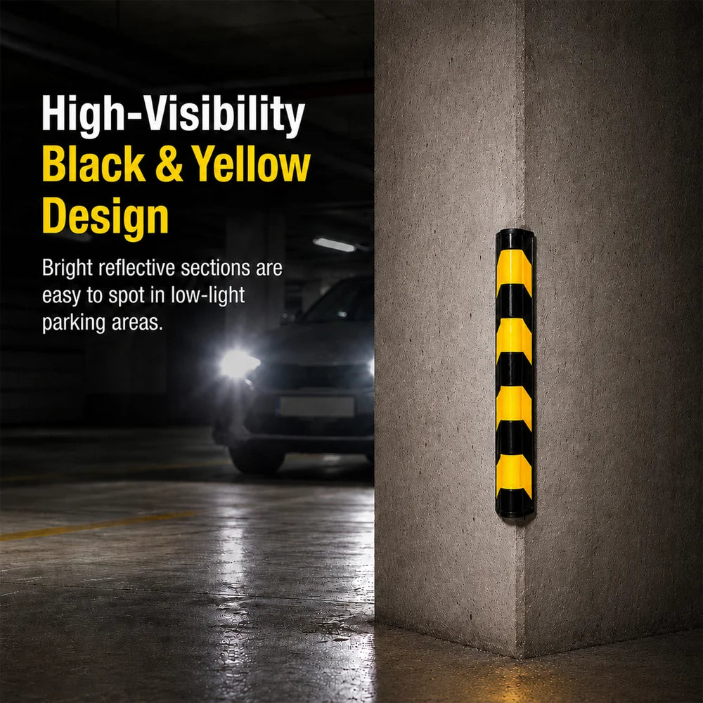 80cm black and yellow rubber corner guard for impact protection and visibility