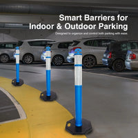 Blue 110cm road delineator post with base for lane and hazard marking