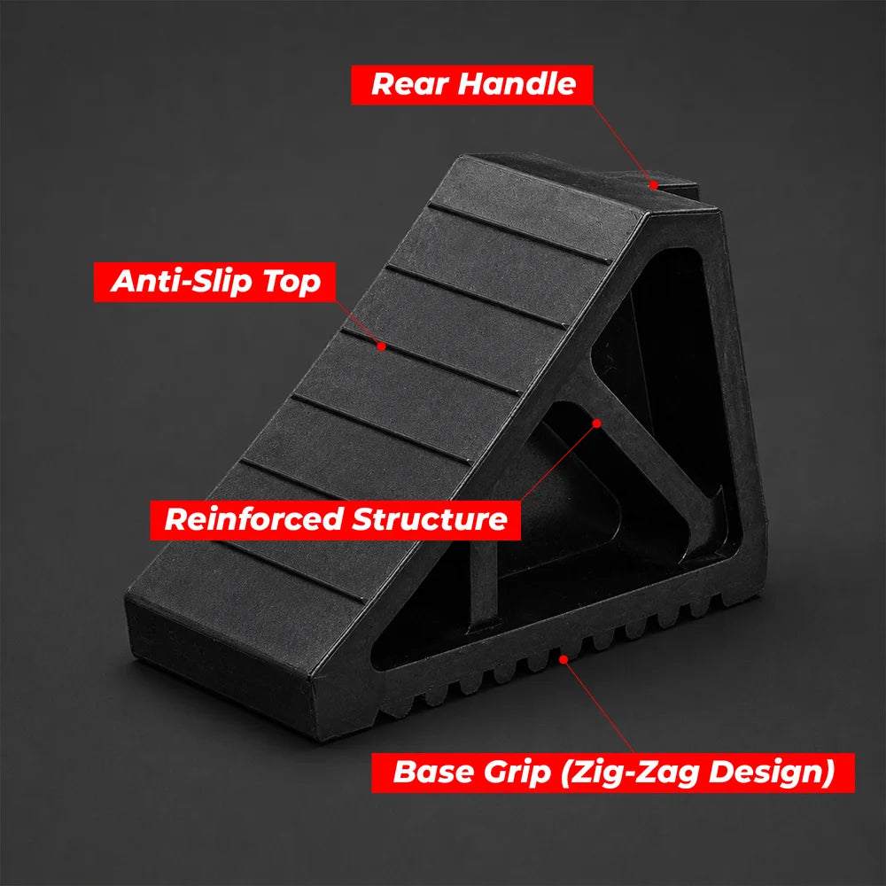 Commercial grade 3.1kg rubber wheel chock for fleet and industrial vehicle safety