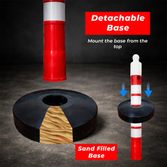 Complete post barrier full set with 120×75CM sign board for traffic and safety management