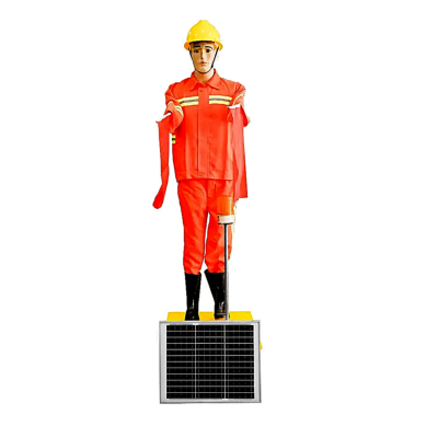 Solar Construction Robot with Flag 200CM Orange