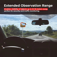 Car interior with a side mirror extension 
