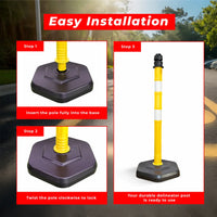 100cm yellow traffic delineator post with PVC weighted base for hazard marking