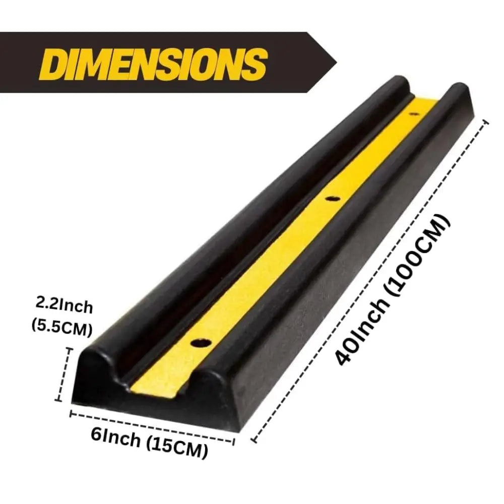 Dimension Black rubber wall guard with yellow reflective strip