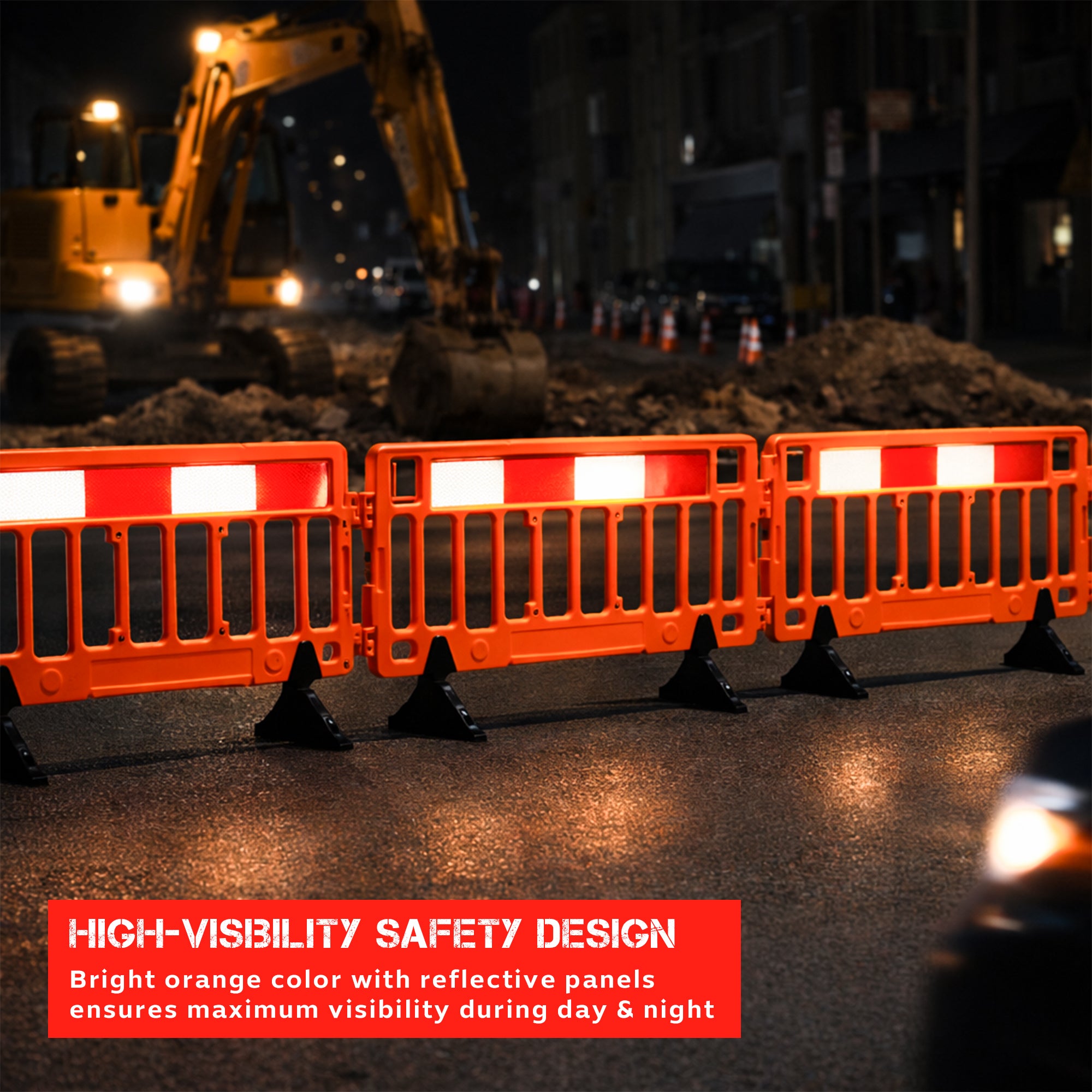 Durable high visibility traffic barricade for public safety and guidance