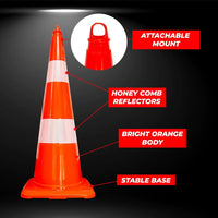 Durable 90cm orange PVC traffic cone unbreakable for construction zones