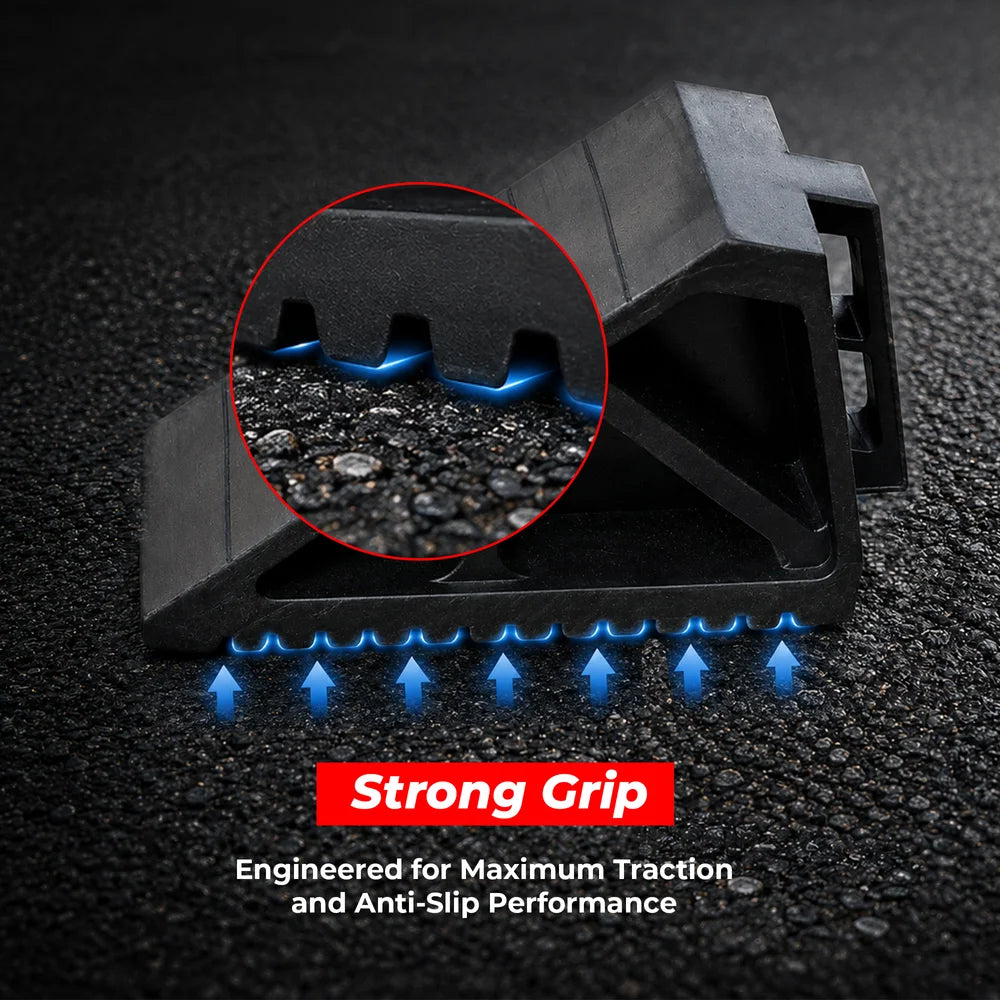 Durable 3.1kg rubber wheel chock for safe parking of cars and trucks
